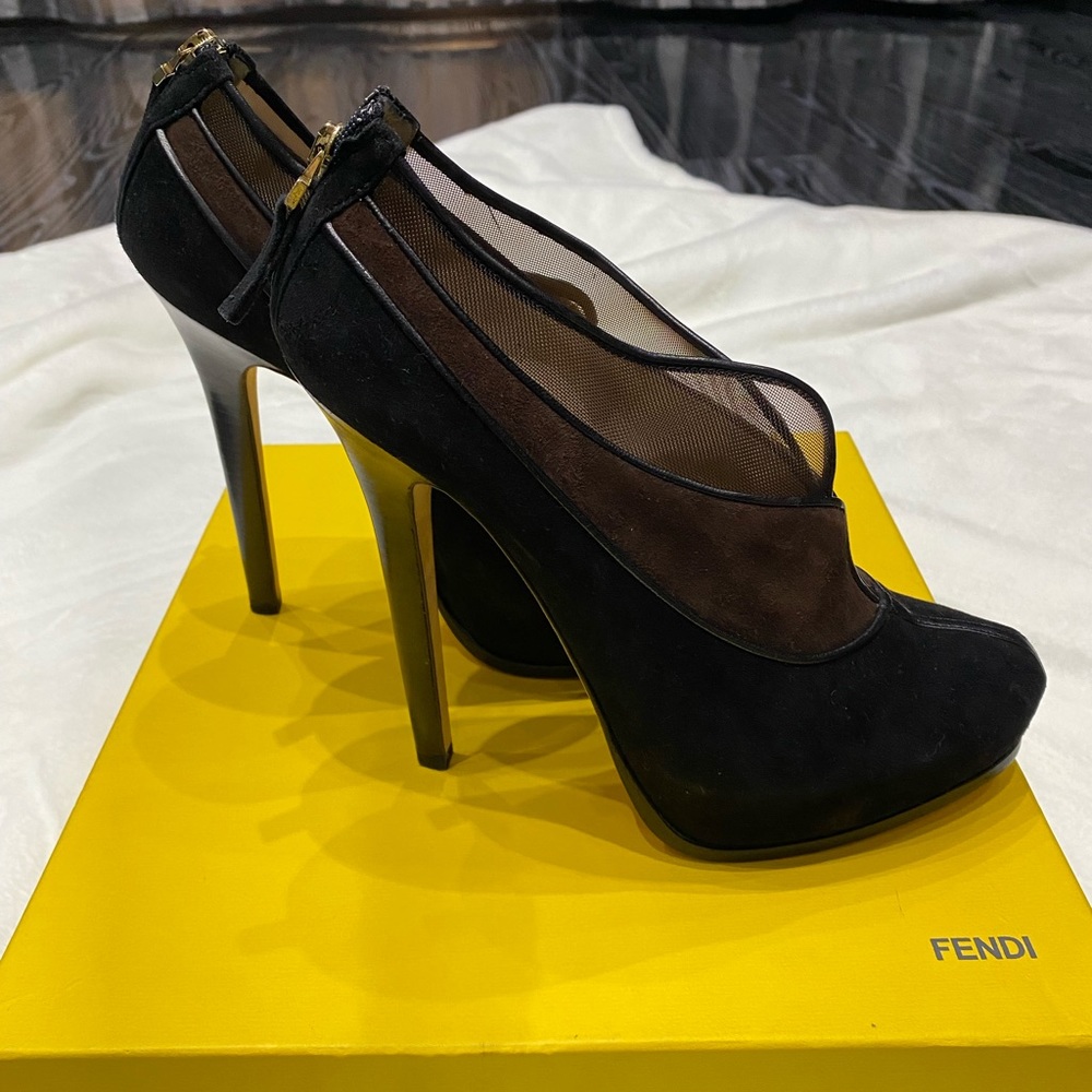 Fendi Booties Black Suede Size 9.5